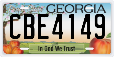 GA license plate CBE4149