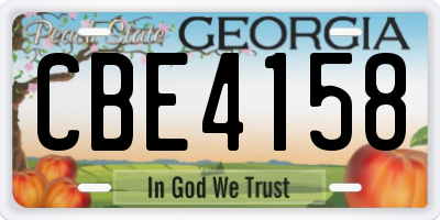 GA license plate CBE4158