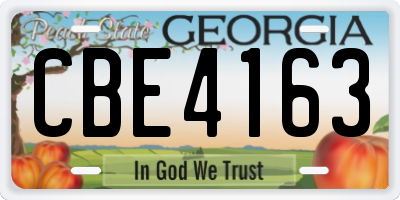 GA license plate CBE4163