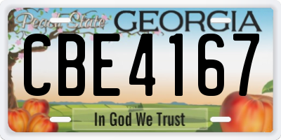 GA license plate CBE4167