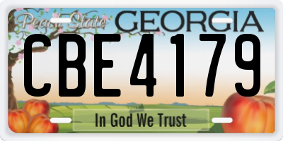 GA license plate CBE4179