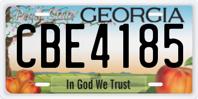 GA license plate CBE4185