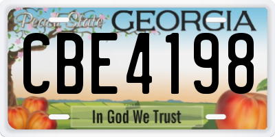 GA license plate CBE4198