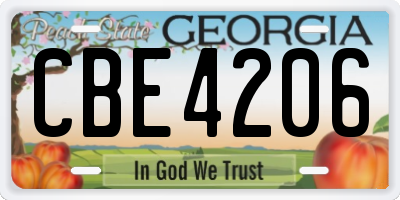 GA license plate CBE4206