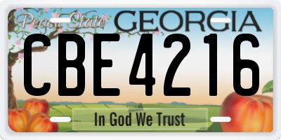 GA license plate CBE4216