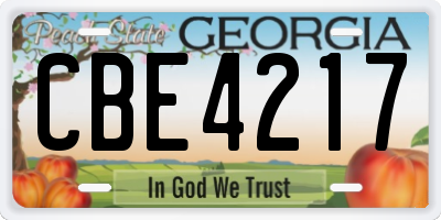 GA license plate CBE4217