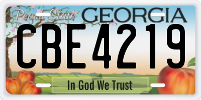 GA license plate CBE4219