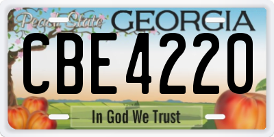 GA license plate CBE4220