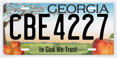 GA license plate CBE4227