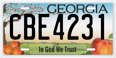 GA license plate CBE4231