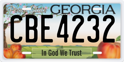 GA license plate CBE4232