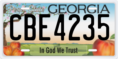 GA license plate CBE4235