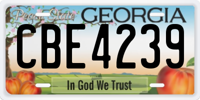 GA license plate CBE4239