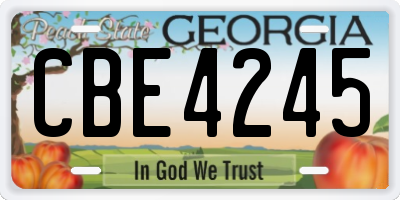 GA license plate CBE4245