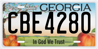 GA license plate CBE4280