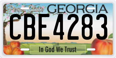 GA license plate CBE4283