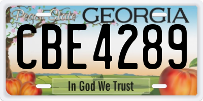 GA license plate CBE4289