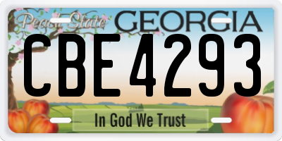 GA license plate CBE4293