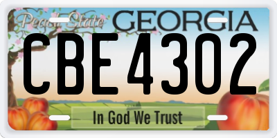 GA license plate CBE4302