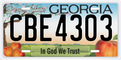 GA license plate CBE4303