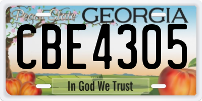 GA license plate CBE4305