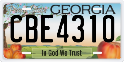 GA license plate CBE4310