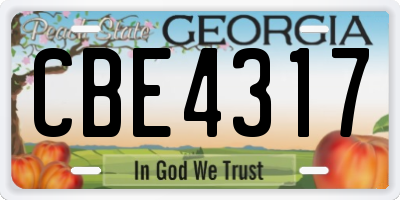 GA license plate CBE4317