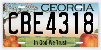 GA license plate CBE4318