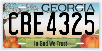 GA license plate CBE4325