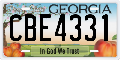 GA license plate CBE4331