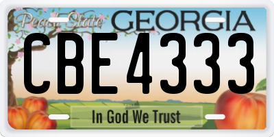 GA license plate CBE4333