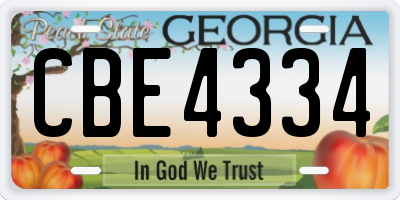 GA license plate CBE4334