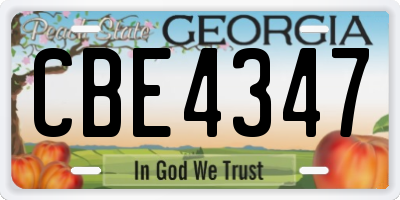 GA license plate CBE4347