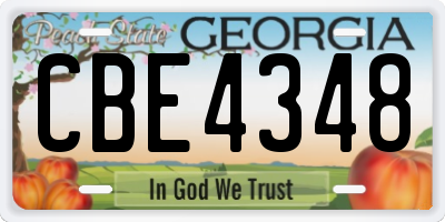 GA license plate CBE4348