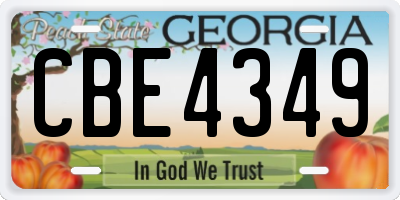 GA license plate CBE4349
