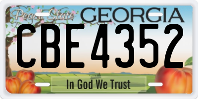 GA license plate CBE4352