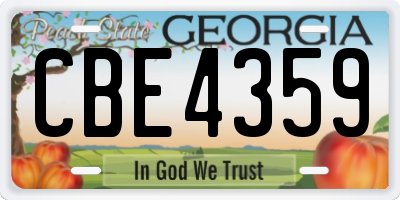 GA license plate CBE4359