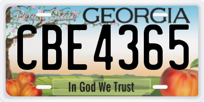 GA license plate CBE4365