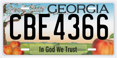 GA license plate CBE4366