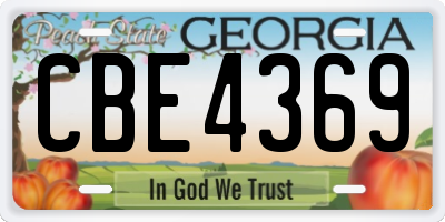 GA license plate CBE4369