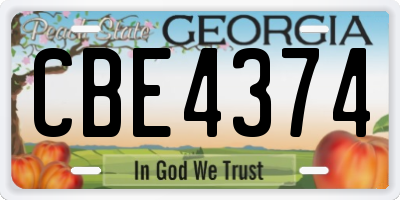 GA license plate CBE4374