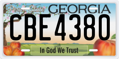 GA license plate CBE4380