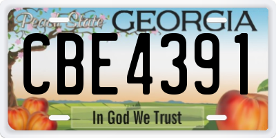 GA license plate CBE4391