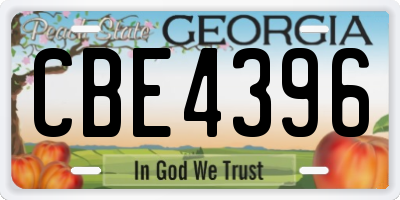 GA license plate CBE4396