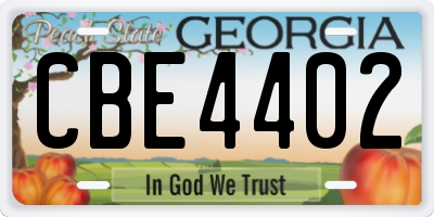 GA license plate CBE4402