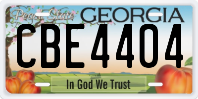 GA license plate CBE4404