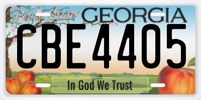 GA license plate CBE4405