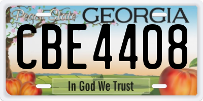 GA license plate CBE4408