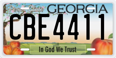 GA license plate CBE4411