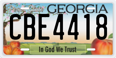 GA license plate CBE4418